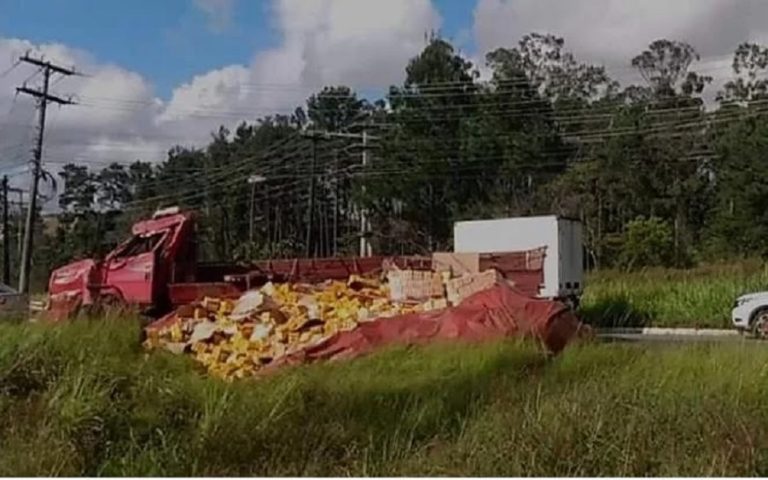 Caminh O Carregado De Cerveja Tomba E Carga Saqueada Na Via Parafuso